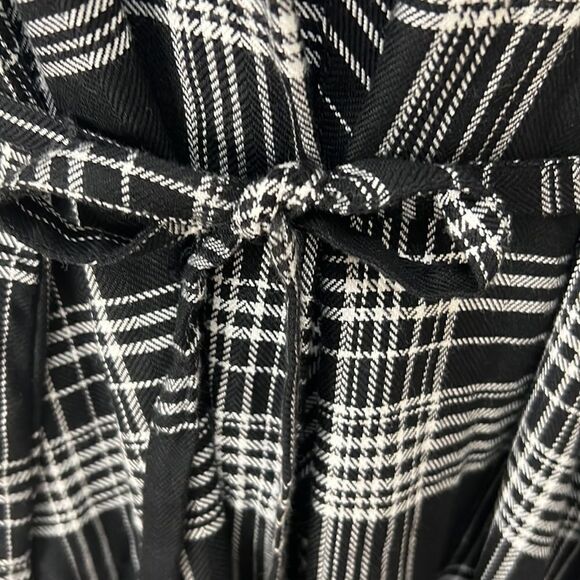 BLL Nyc Woman’s Large Black White Plaid Dress Button Front Tie Belt Pocket New - Picture 7 of 11